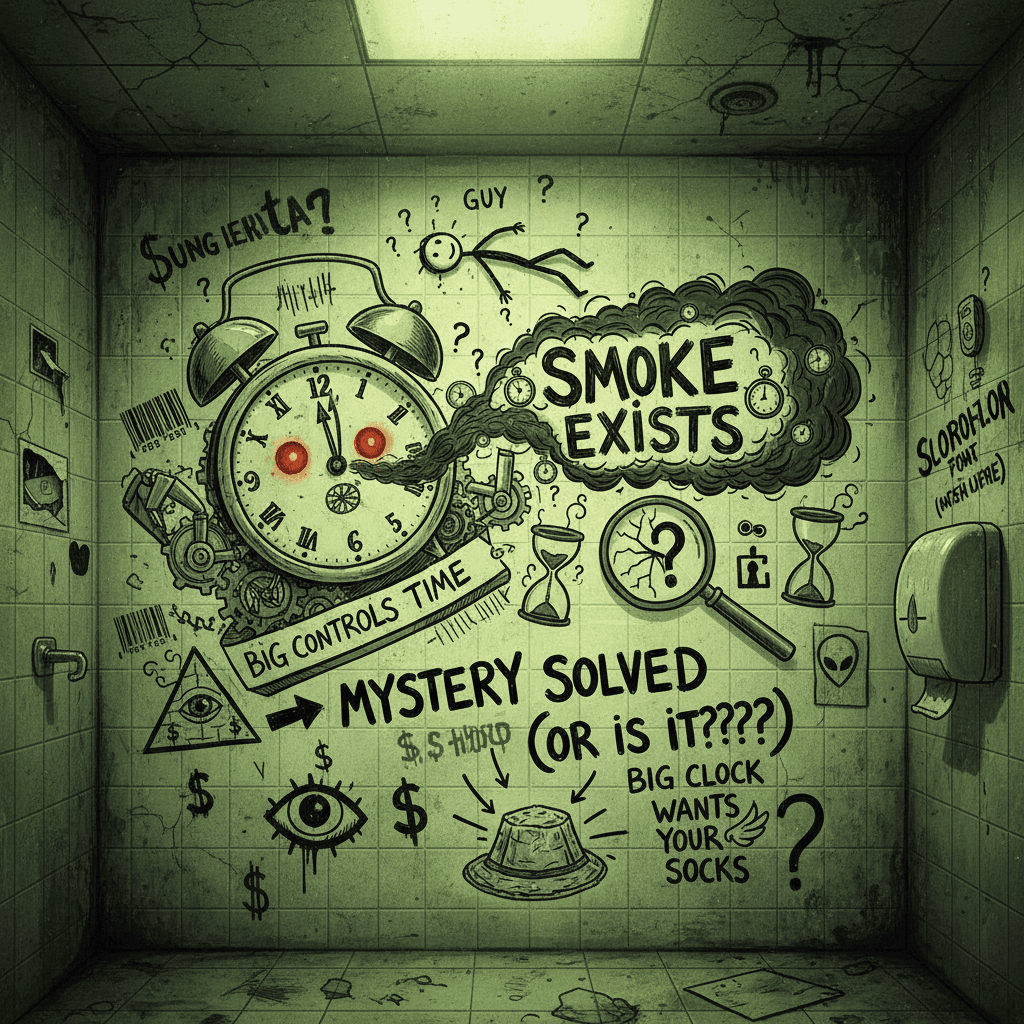 guy does nothing, big controls time, smoke exists. mystery solved.