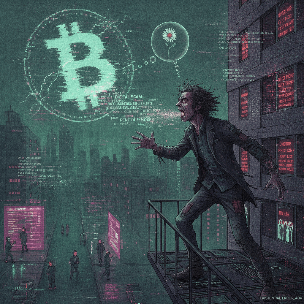 broke poet yells at cryptocurrency, landlord, and existence itself
