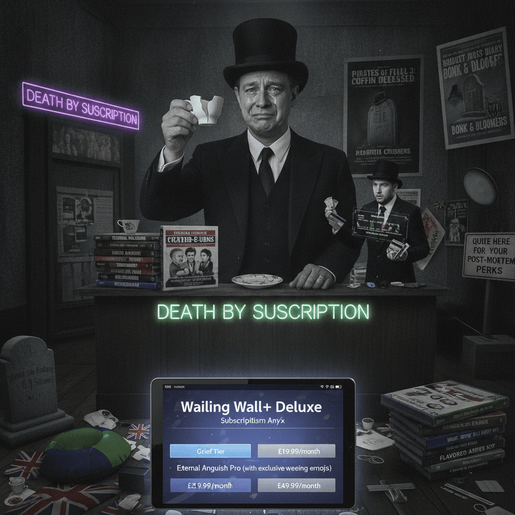 Mourning commodified into subscription hell, brits found the worst joke