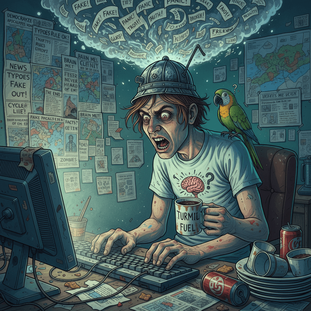 news cycle induced psychosis with bonus typos for authenticity