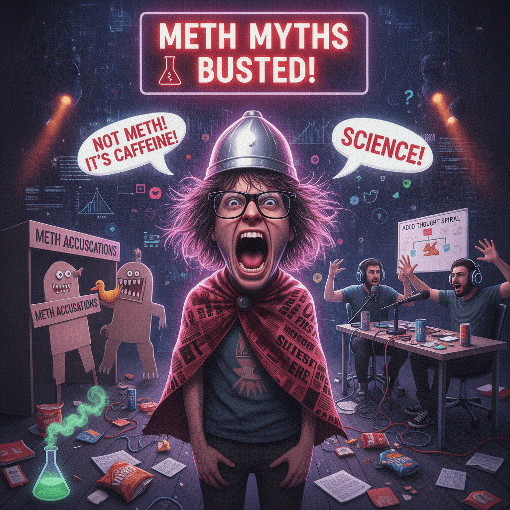 Screaming "METH" to debunk meth accusations, very normal