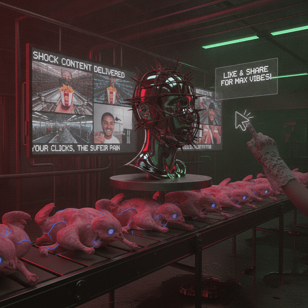 VICE pairs mannequin head with factory farm trauma for maximum vibes