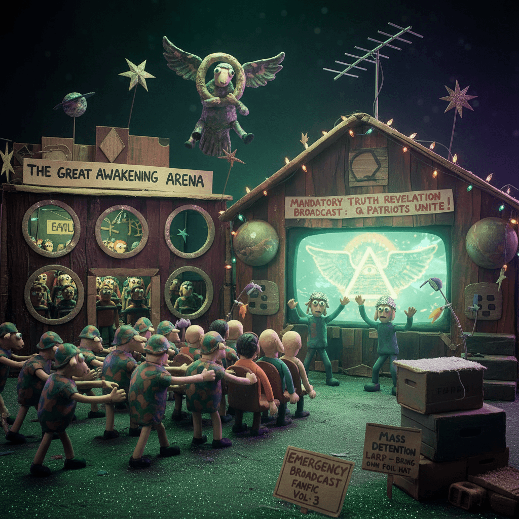 Military herding citizens home for mandatory truth revelation broadcast