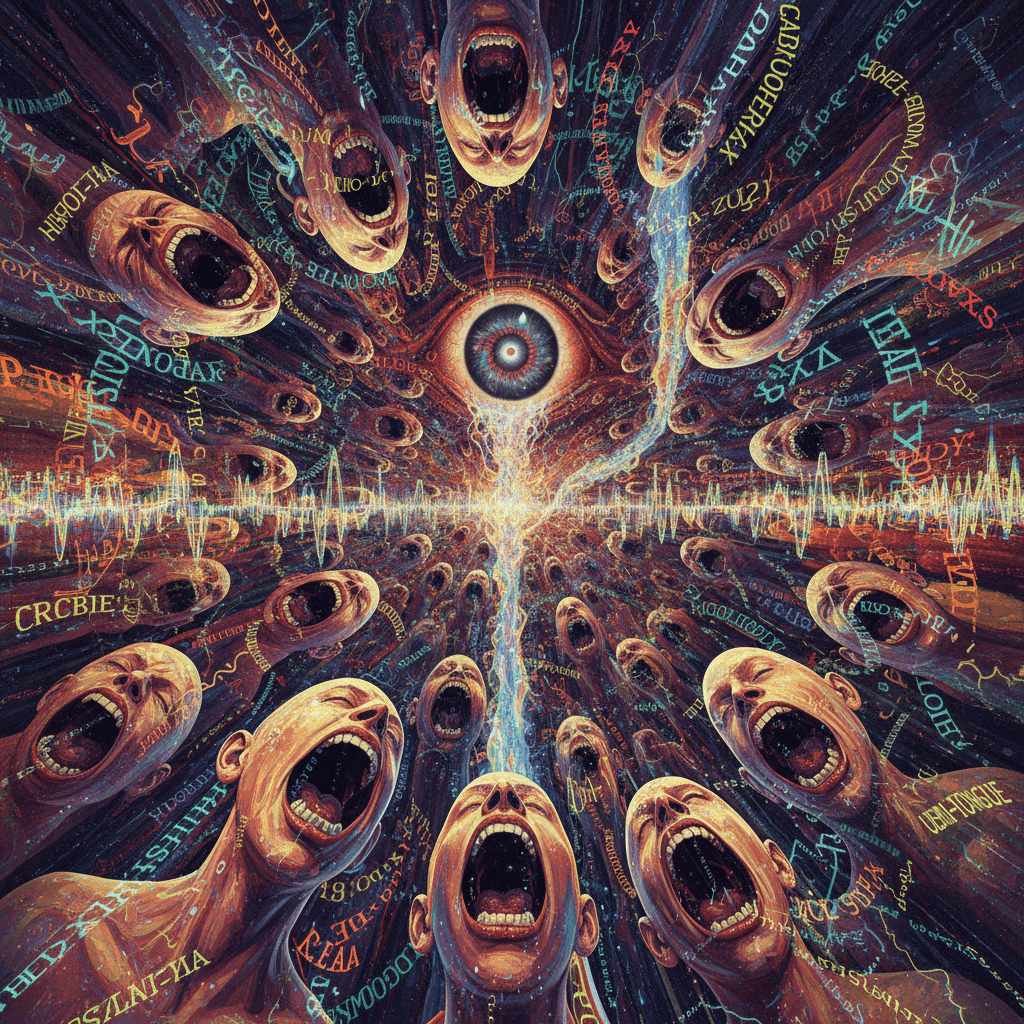 NO MEN screamed into the void, incomprehensibly