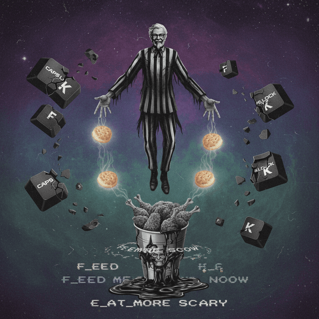 KFC haunts the void with spectral biscuits and broken caps lock