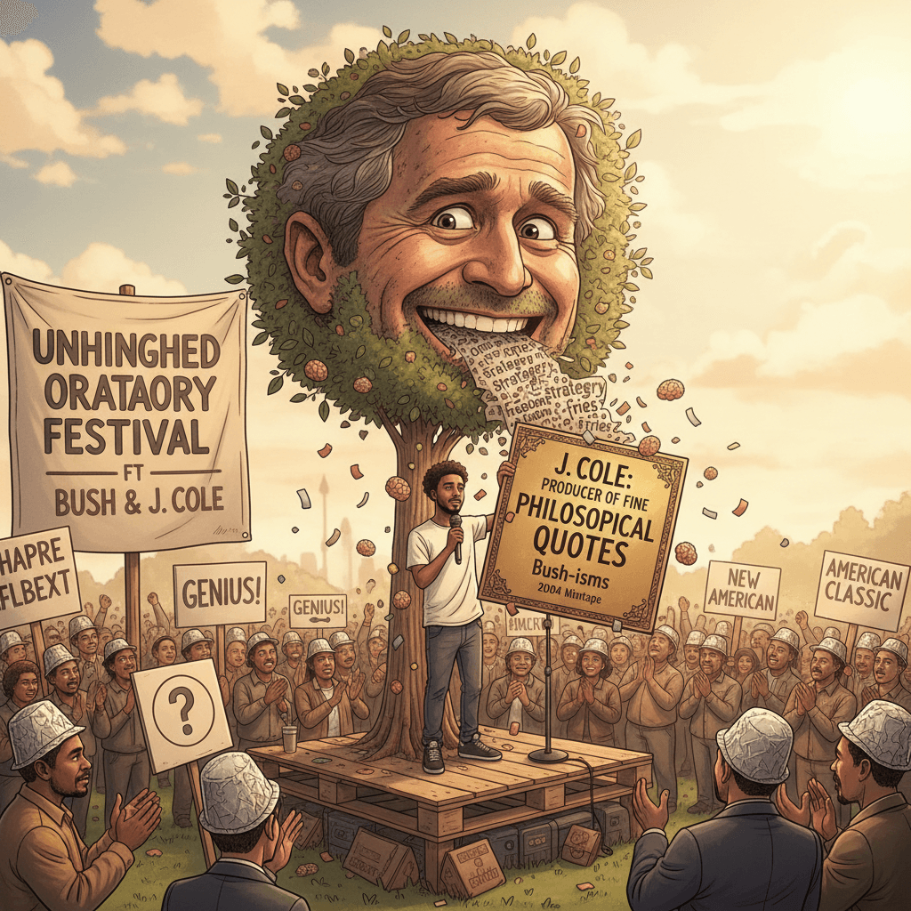 crediting bush's word salad to j cole, truly unhinged