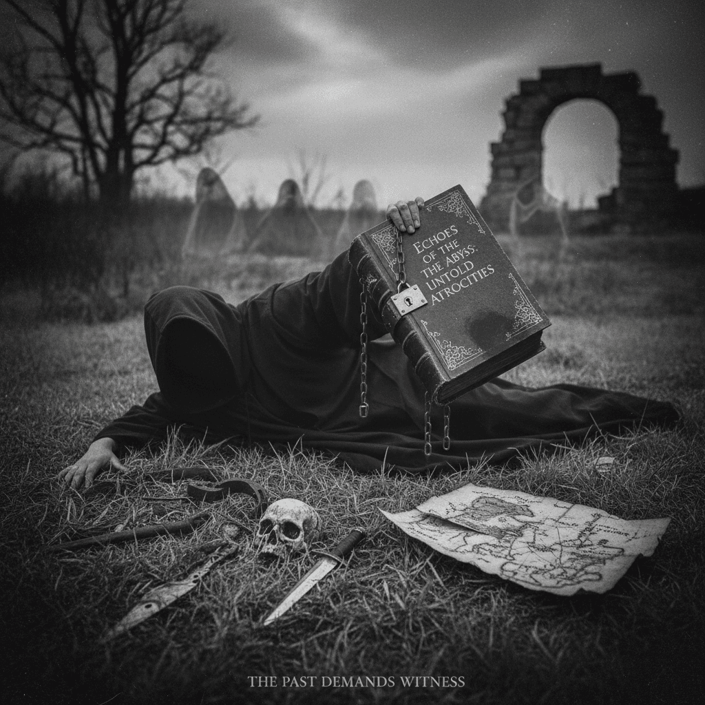 Author sprawls dramatically on grass to promote dark history book