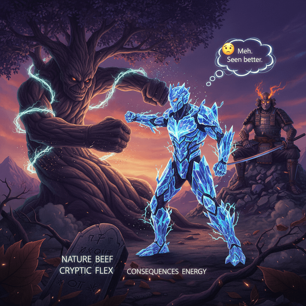 nature threw hands, she caught consequences, warrior left unimpressed