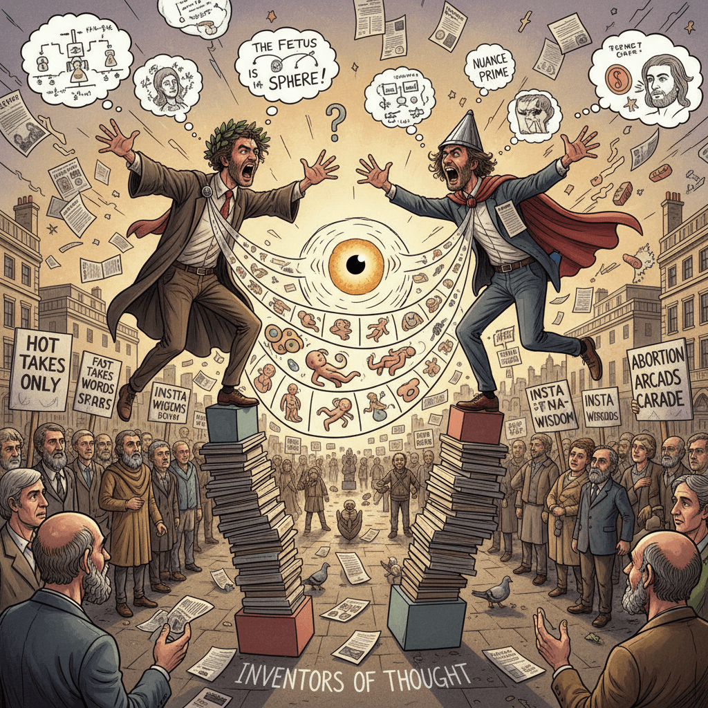 Two dudes yell about abortion at Speakers Corner, probably thought they invented nuance