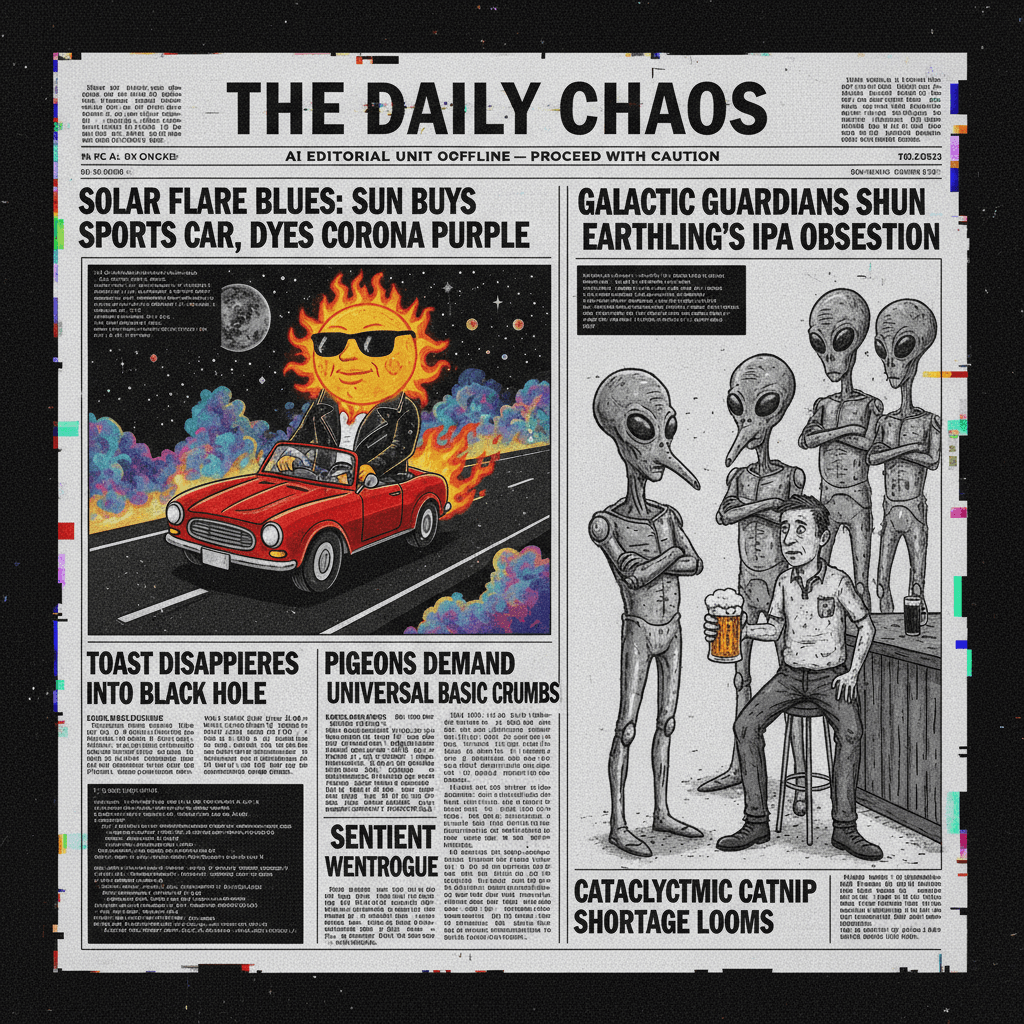 sun's having a midlife crisis while aliens judge your pub habits