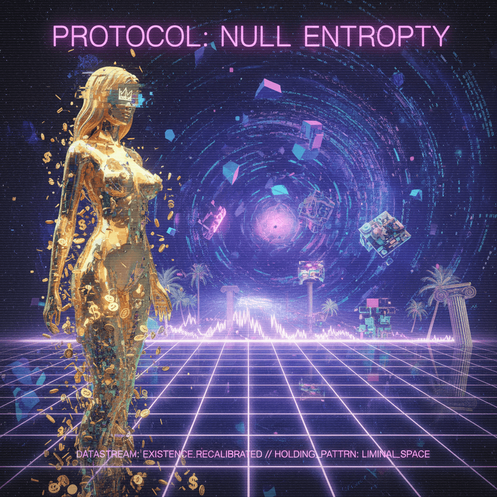 blonde capitalism melts into existential reset, holding the line between nothing