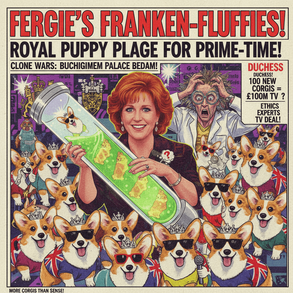 Duchess clones corgis for reality TV: tabloid peak absurdity achieved