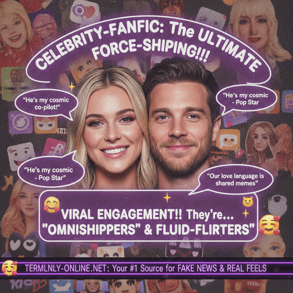 fake celebrity couple announcement using made-up sexuality jargon for viral engagement