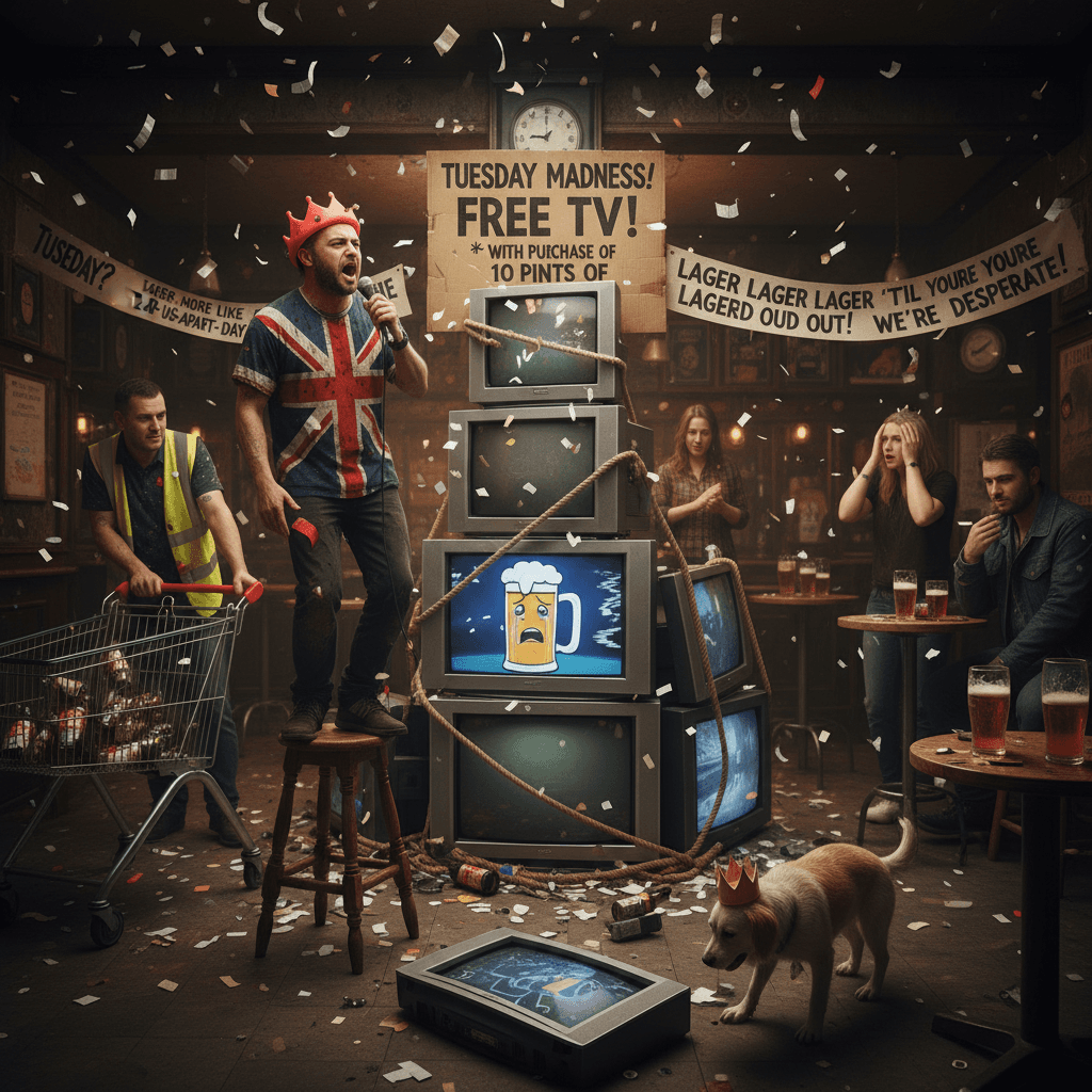 Alcoholic TV giveaway screams "we're really struggling on Tuesdays"