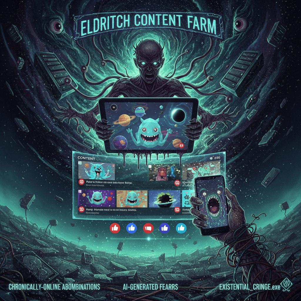 YouTube kids but make it cosmic horror and AI nightmares