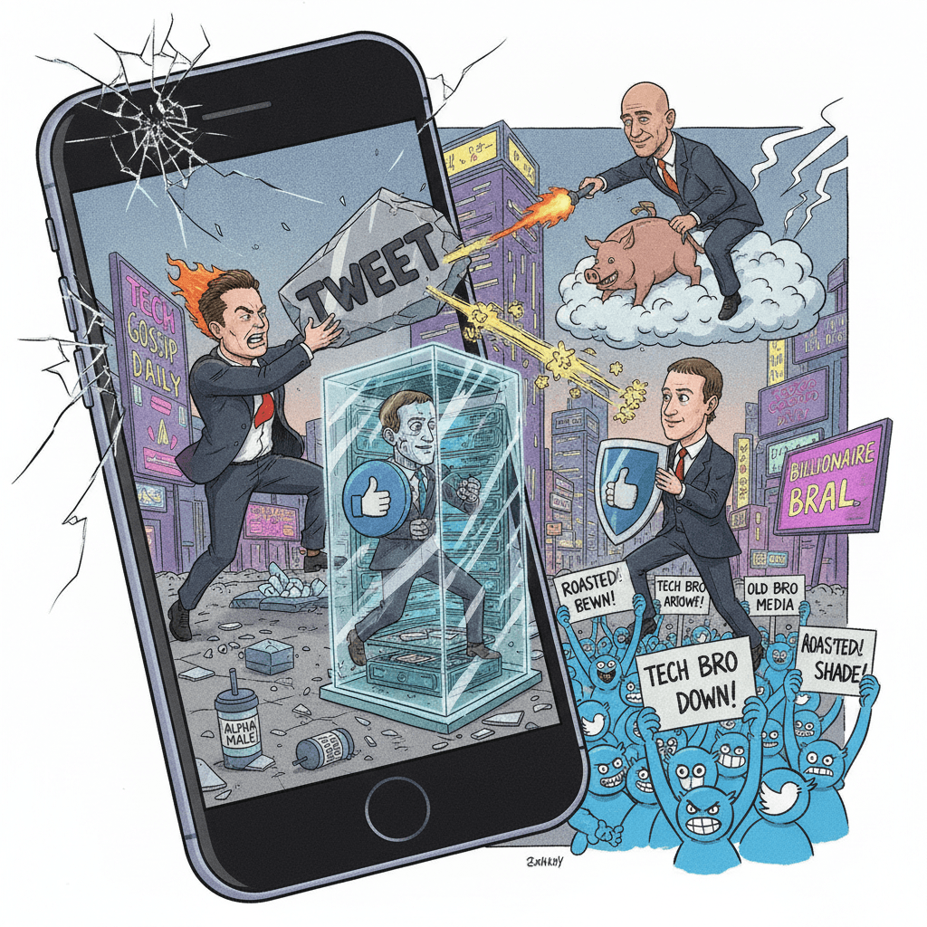 Billionaires throwing stones in glass datacenters