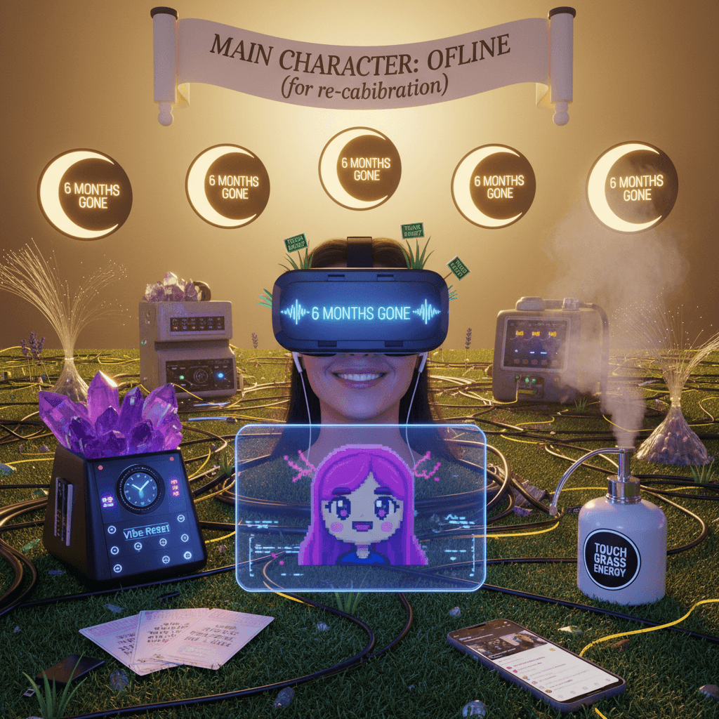 Disappear for 6mo so your vibes can reset (therapy is just ASMR now)