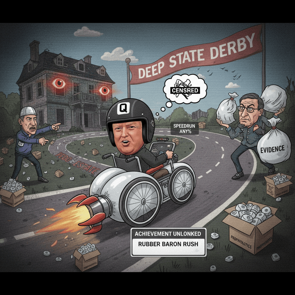 Presidential prophylactics at the pedo estate speedrun any%