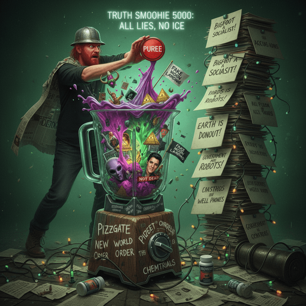 just threw every conspiracy in a blender and hit puree