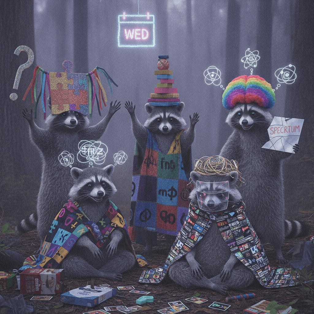 five raccoons larping as autism discourse on a wednesday