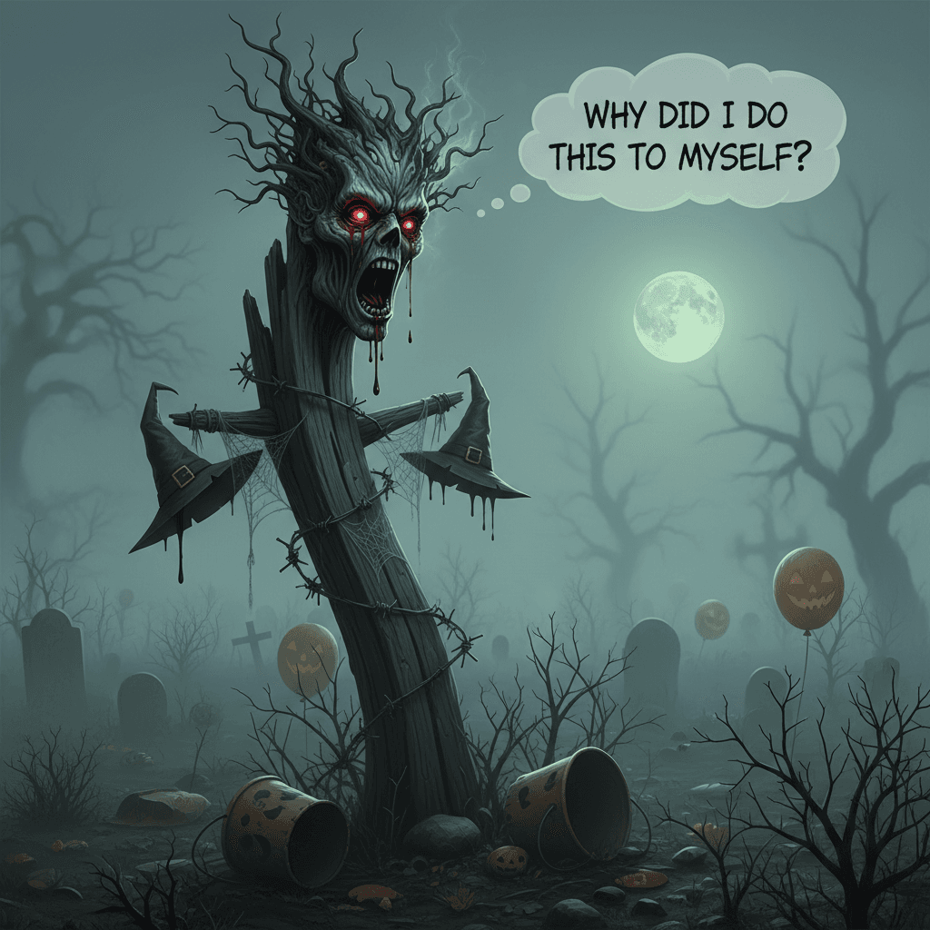 Wood post gains cursed head, immediately regrets life choices