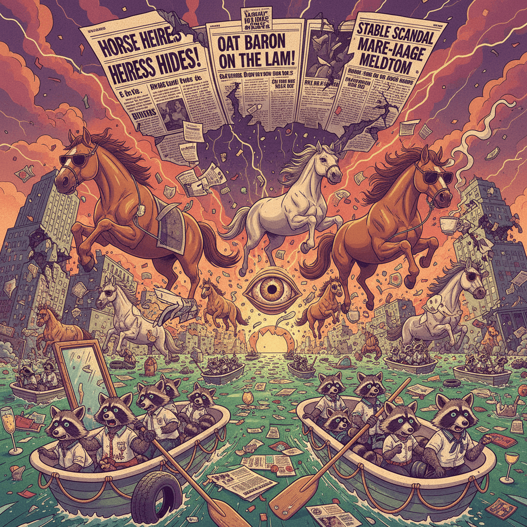 raccoons flee in lifeboats while horses seek refuge from scandal rumors