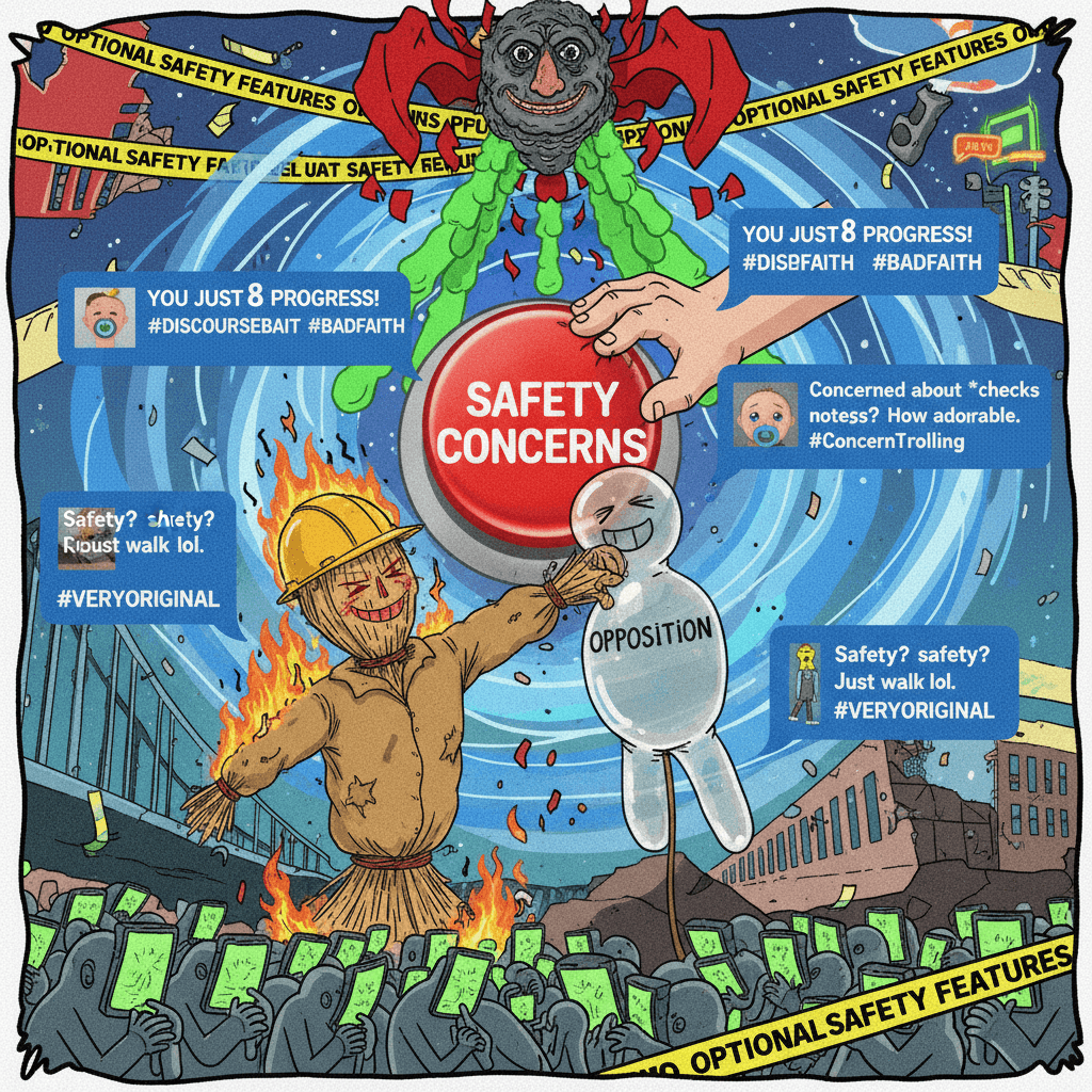 dismissing safety concerns by strawmanning the opposition (very original)