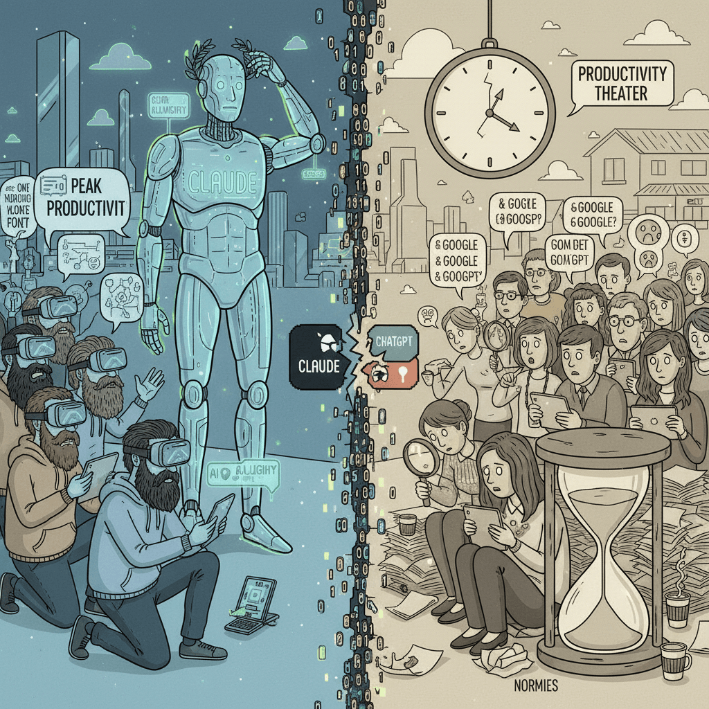 tech friends worship claude while normies google things, peak productivity cope