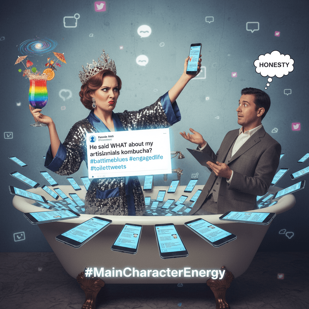 Getting mad at fiancé's honesty, solving it with bathroom tweets