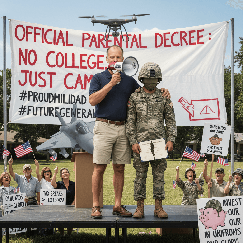 Parent publicly announces preference for kid's military service over education