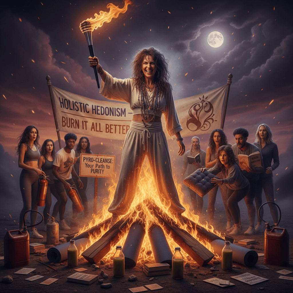 wellness guru suggests arson as part of holistic care