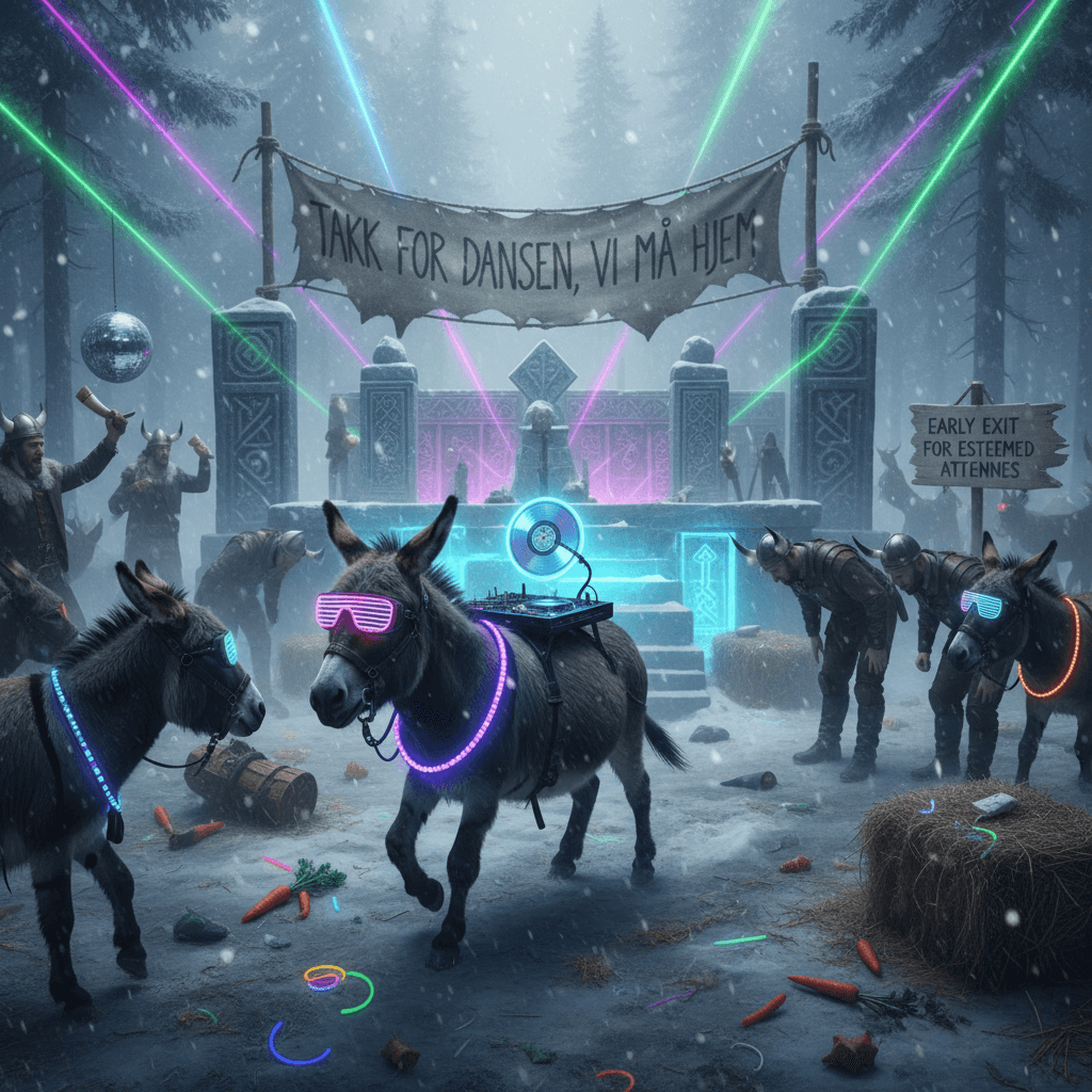 Donkeys crashed the rave and left early, very considerate