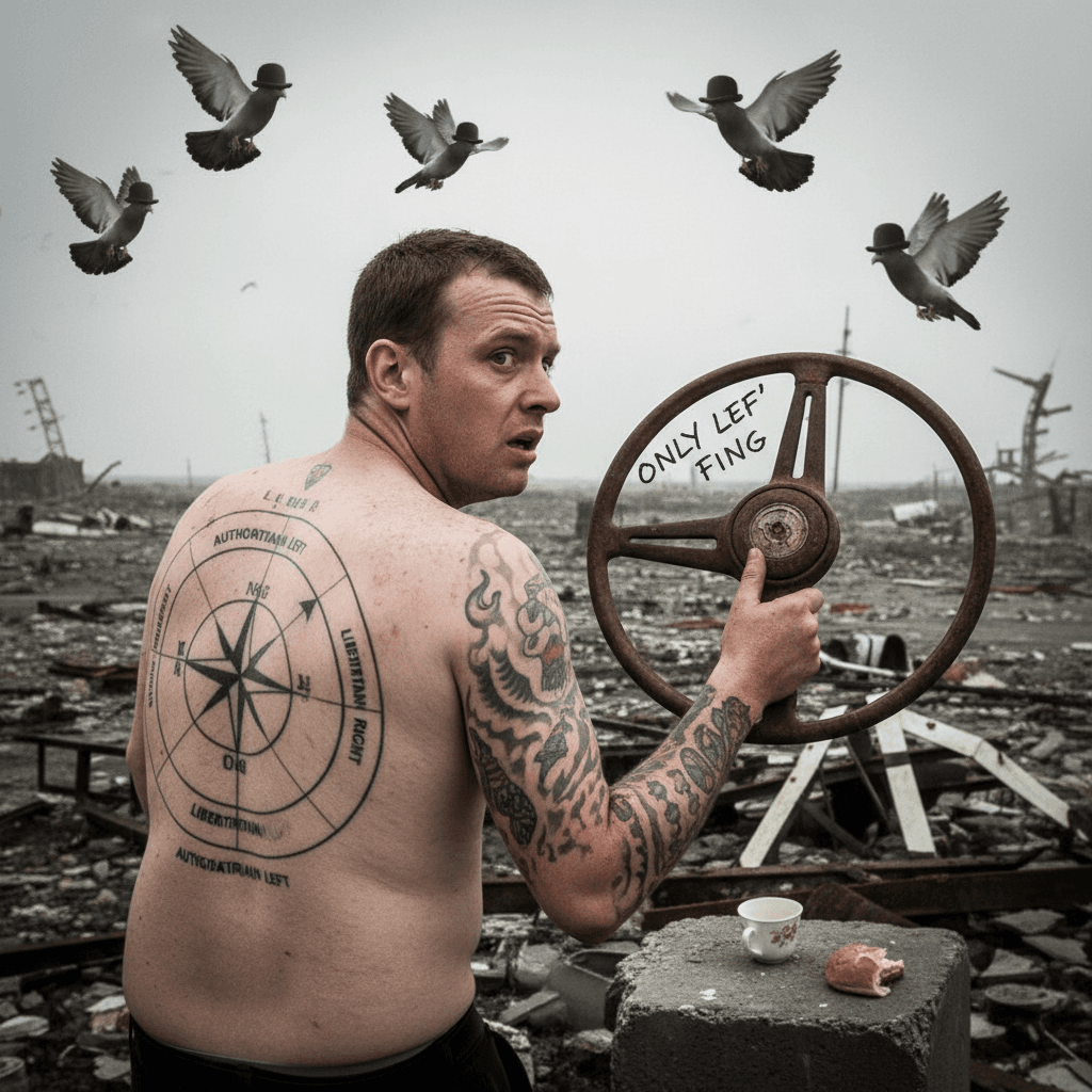 The only left thing here is this man's political compass