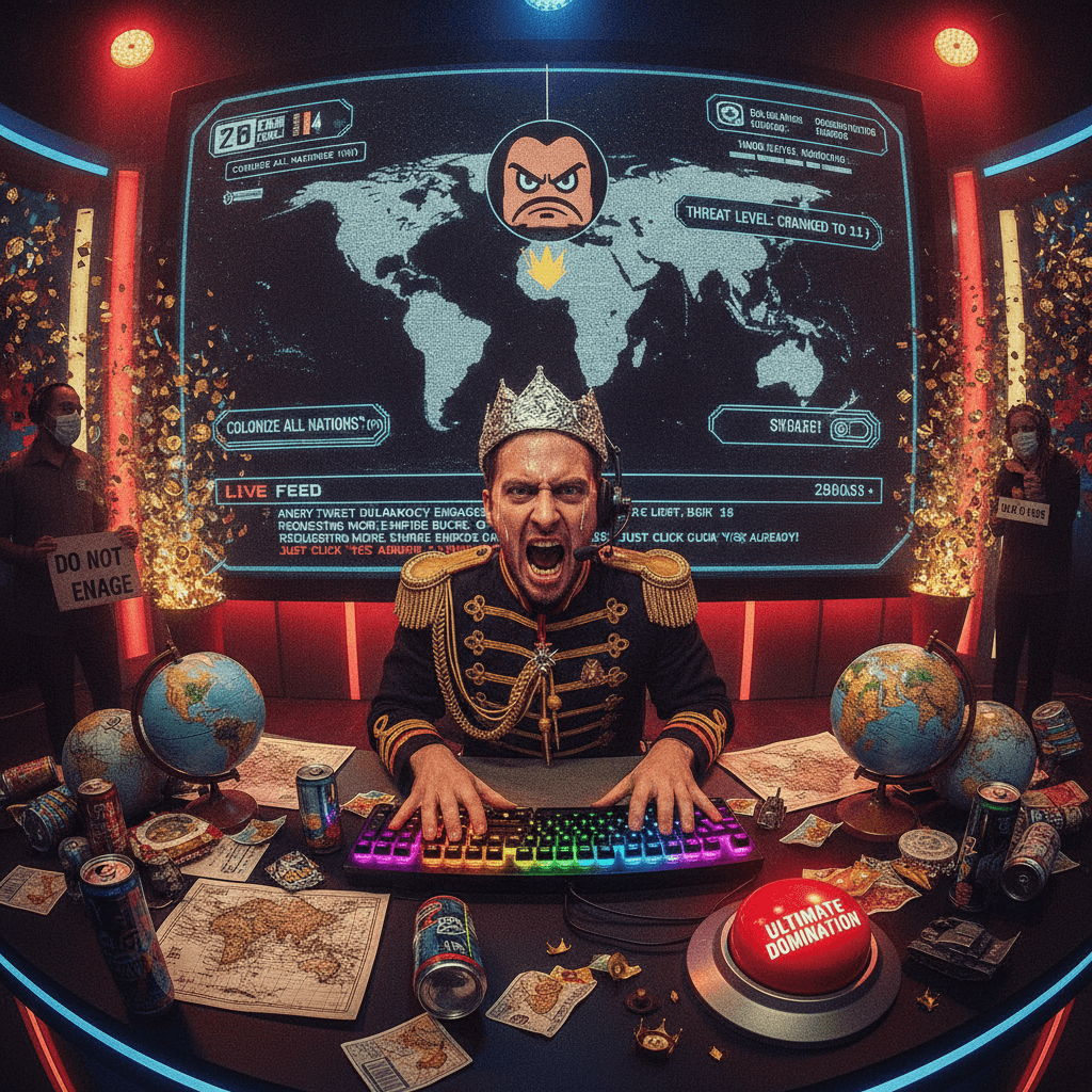 Geopolitics speedrun: threatening to colonize entire nations on live TV