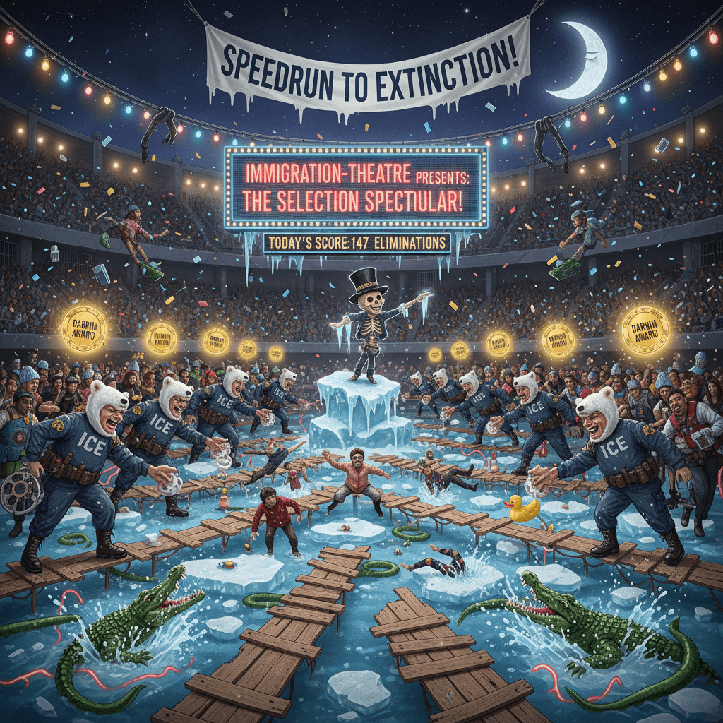 ICE agents speedrun natural selection in enclosed space