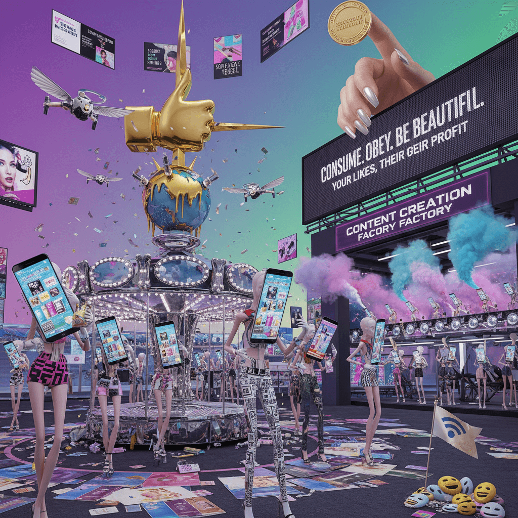 influencer dystopia meets glossy nightmare fuel