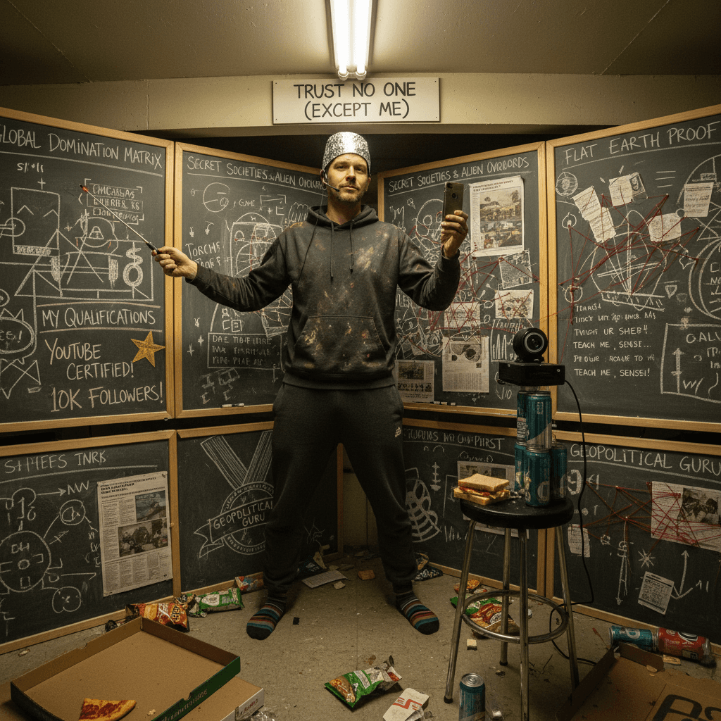 Local man's conspiracy board makes him QUALIFIED to discuss geopolitics