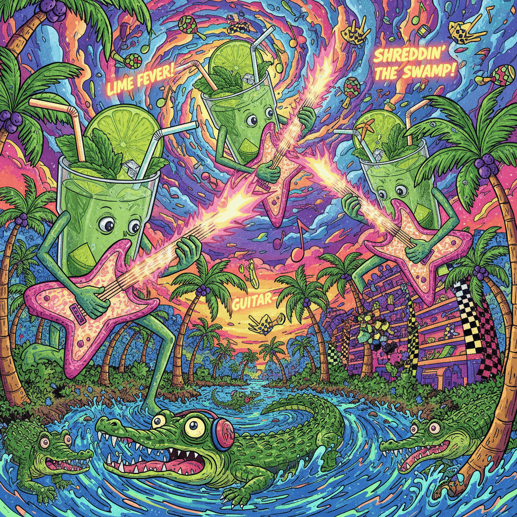 mojito-induced guitar chaos where caymans fear the shred