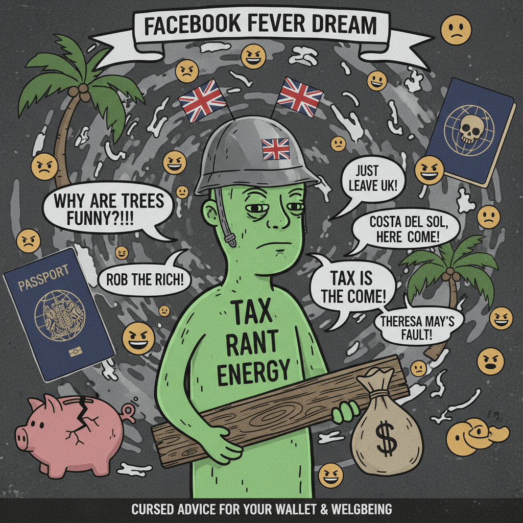 From tree jokes to tax fury to openly suggesting robbery: peak Facebook discourse