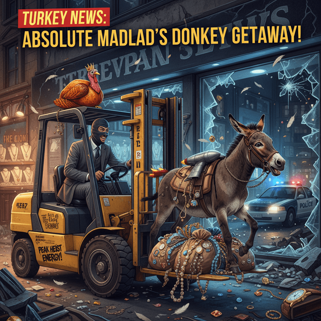 man uses forklift & donkey for jewelry heist, truly a visionary