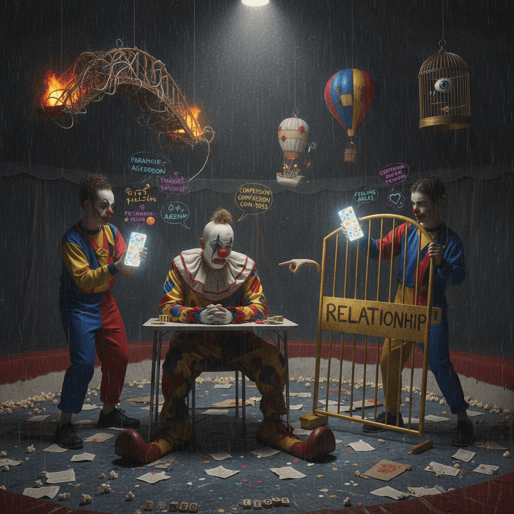 sad circus clown energy meets relationship discourse meets word salad