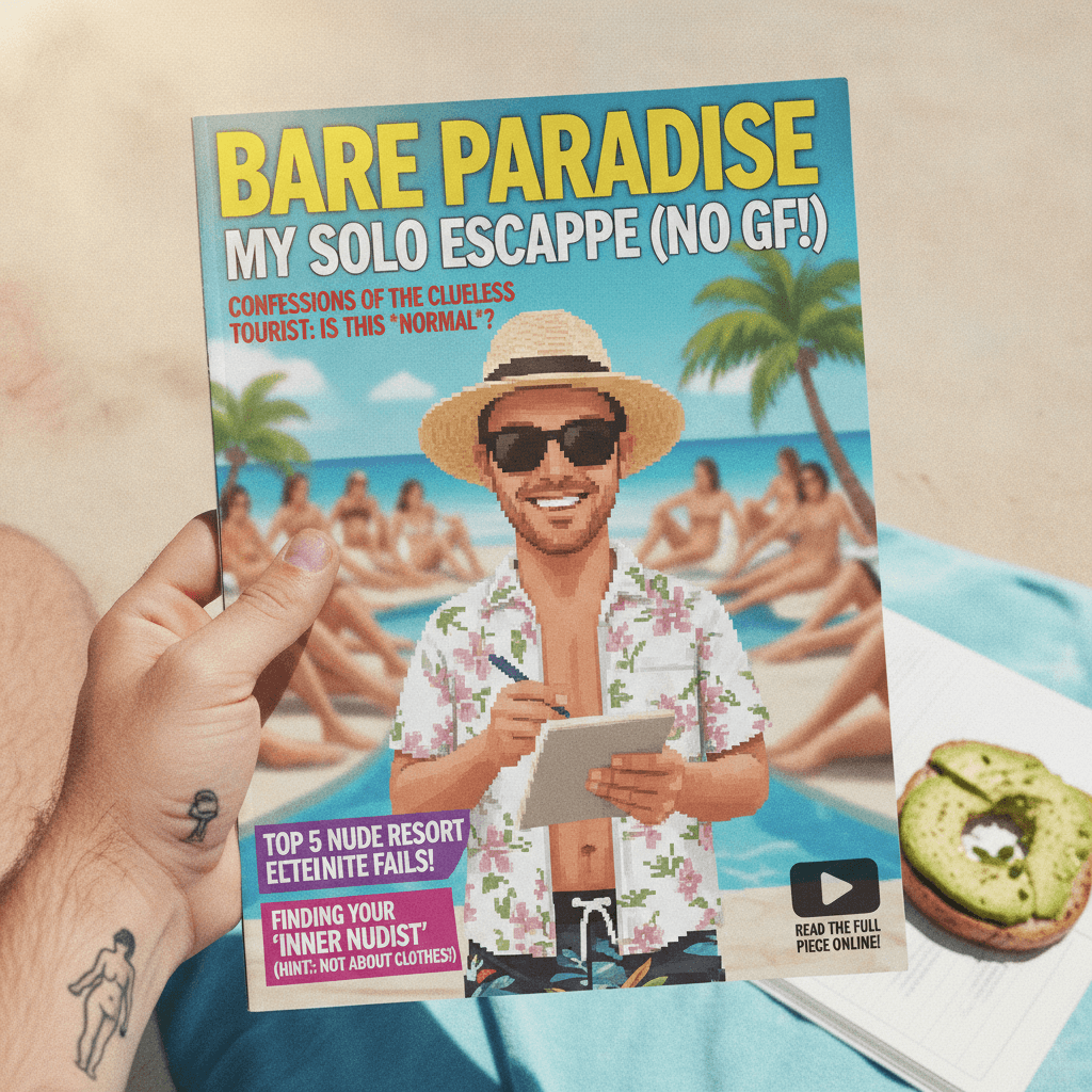 guy goes to nude resort without gf, writes think-piece about it