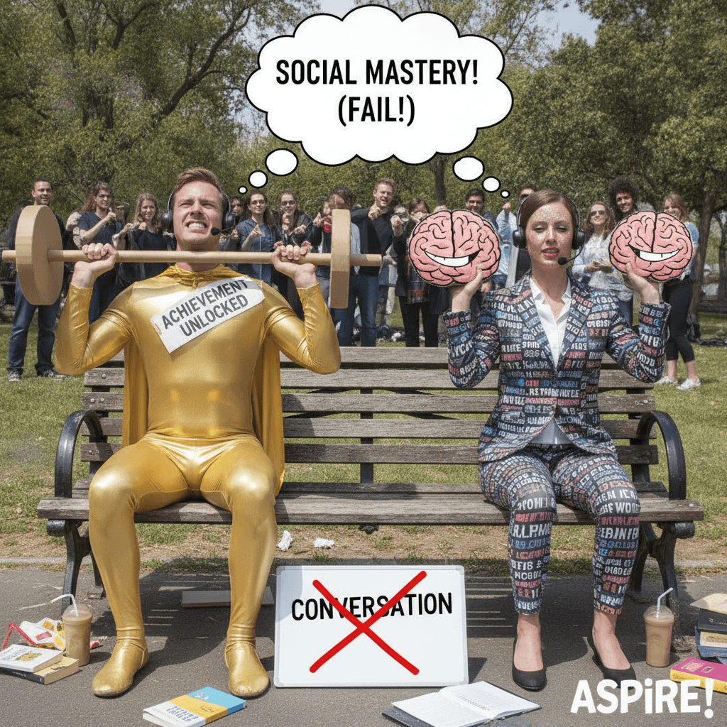 Two people awkwardly bench-sitting their way to conversational greatness