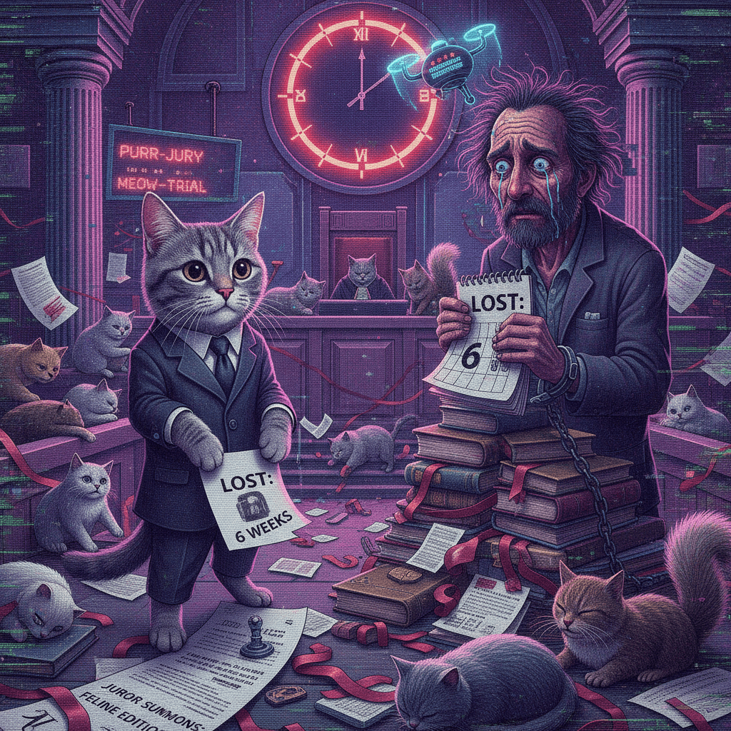 cat summoned to jury duty, man loses six weeks of his life