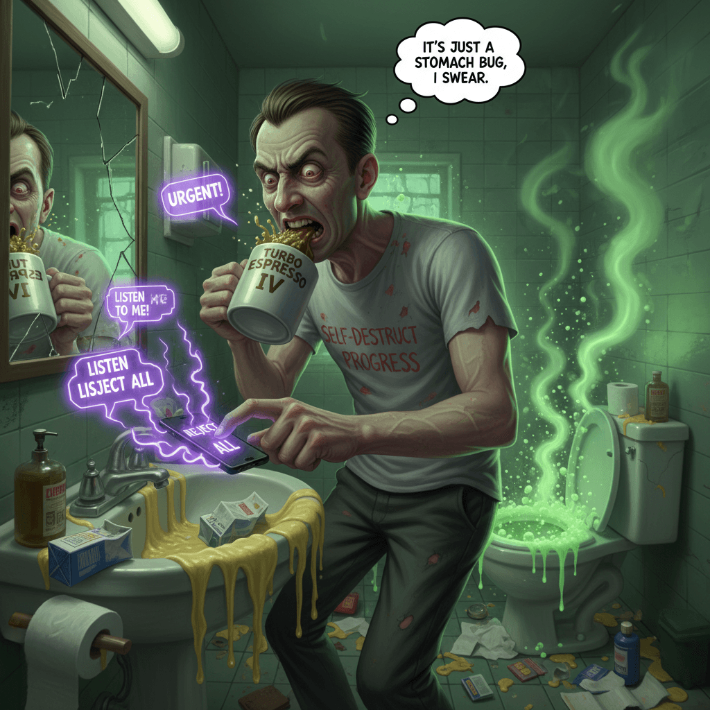 guy drinks rotten milk, doubles down with caffeine, surrenders to voicemails