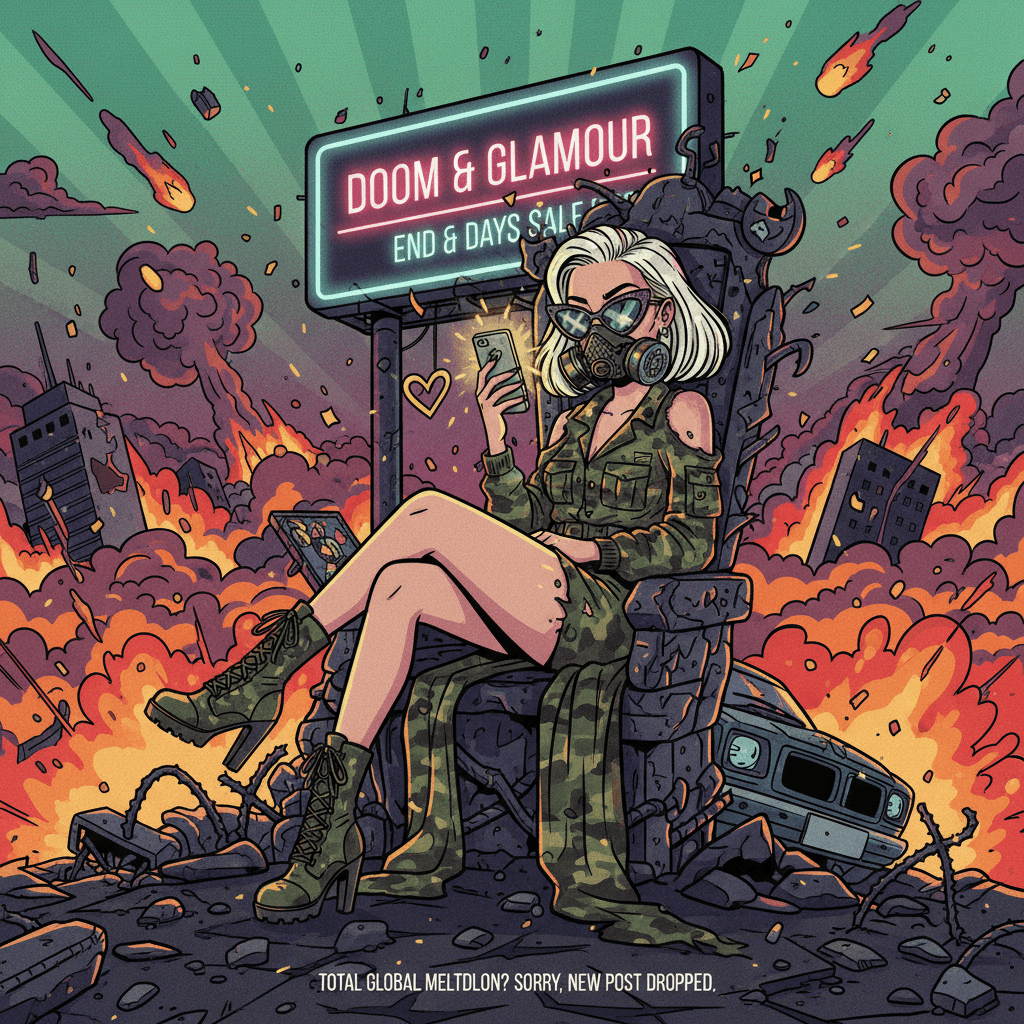 POV: she's checking her phone while the world burns in HD