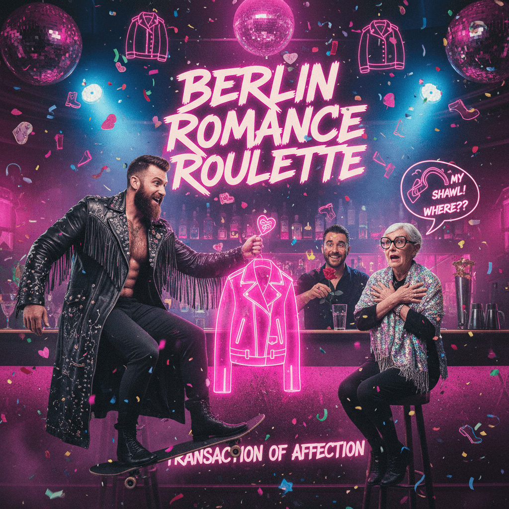 berlin man speedruns leather coat romance at bar, narrator fears shawl theft