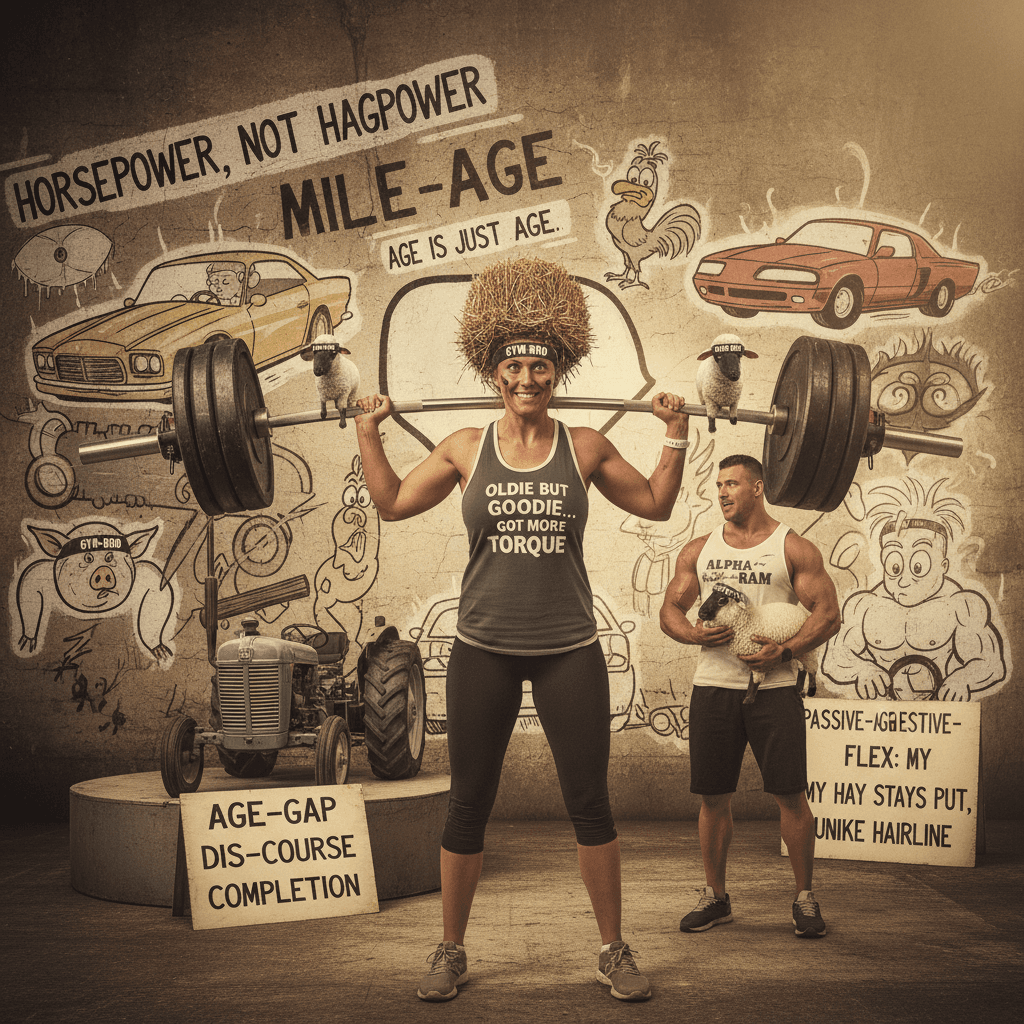 Woman roasts age-related misogyny with livestock metaphors and deadlifts