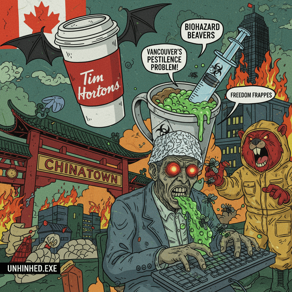 Tim Hortons Chinatown speedrun: xenophobia + bodily fluids + conspiracy brain