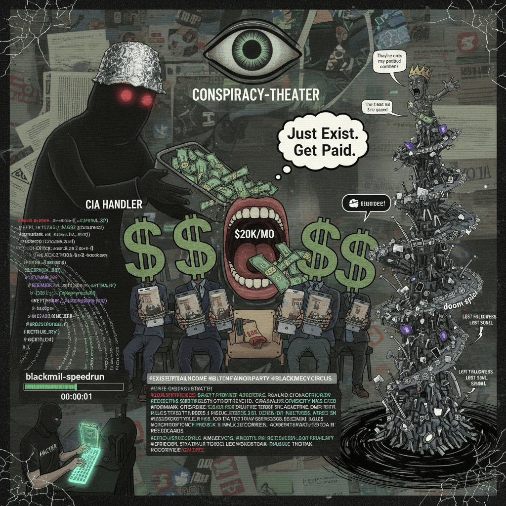 CIA pays influencers $20k/mo to... exist? Peak paranoia fan fiction